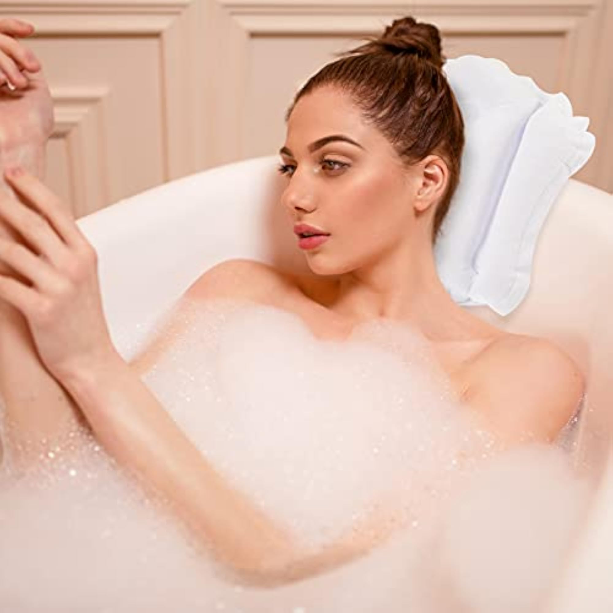 Inflatable Bath Pillow for Tub, Neck Support Spa Pillow